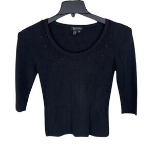 77 Sisters Black Beaded Stretch bodycon T-shirt S